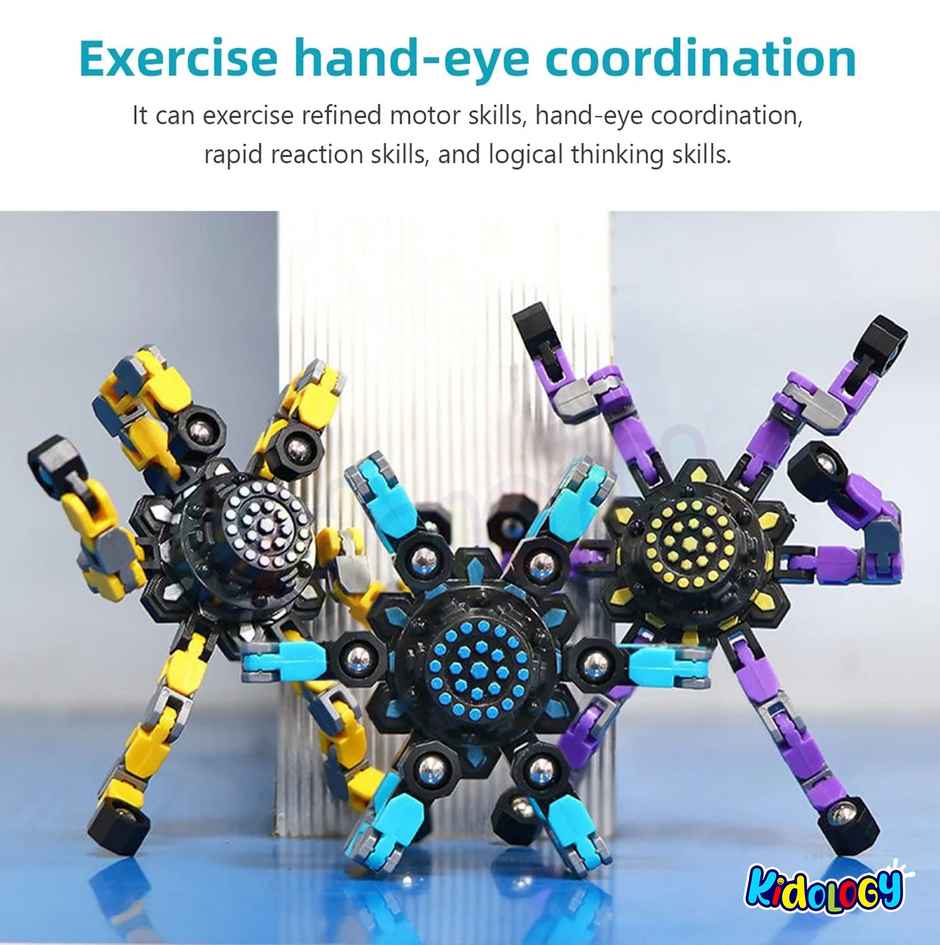 Kidology Stretch Monster Bath Toy for Kids, Creative Top Hand Toy, Rotating Robot Fingertip