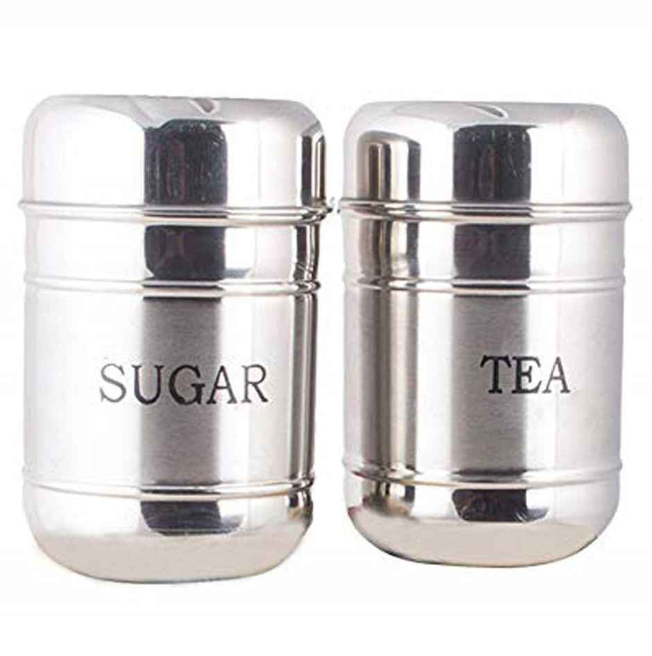 Kuber Industries 2 Pieces Stainless Steel Tea | Sugar Container Set | 500 ml (Silver) -CTKTC038135