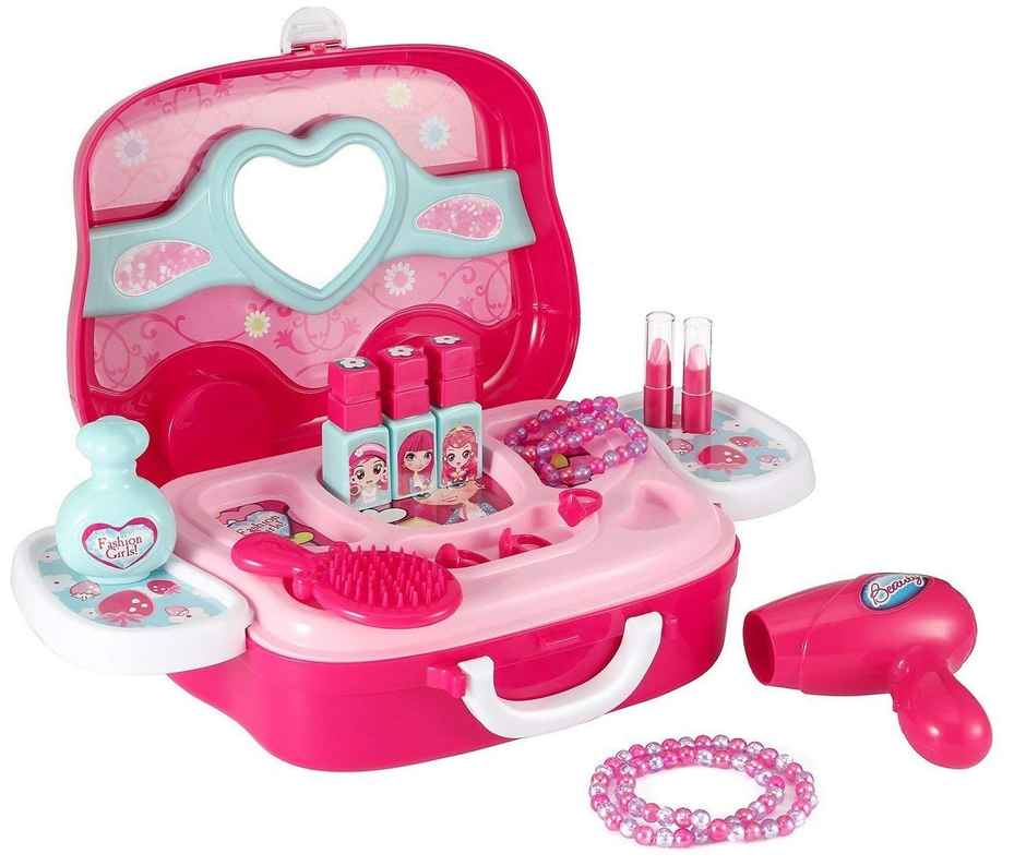 Toyshine Plastic Carry Along Beauty Set Toy with Briefcase and Accessories | 15 Pcs