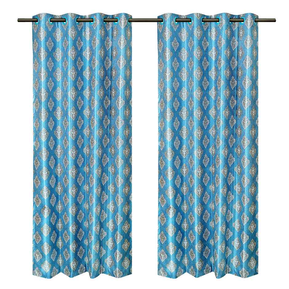 Antzco Blue Door Curtain Crazy Print 7 ft x 4 ft | Pack of 2 | DC04