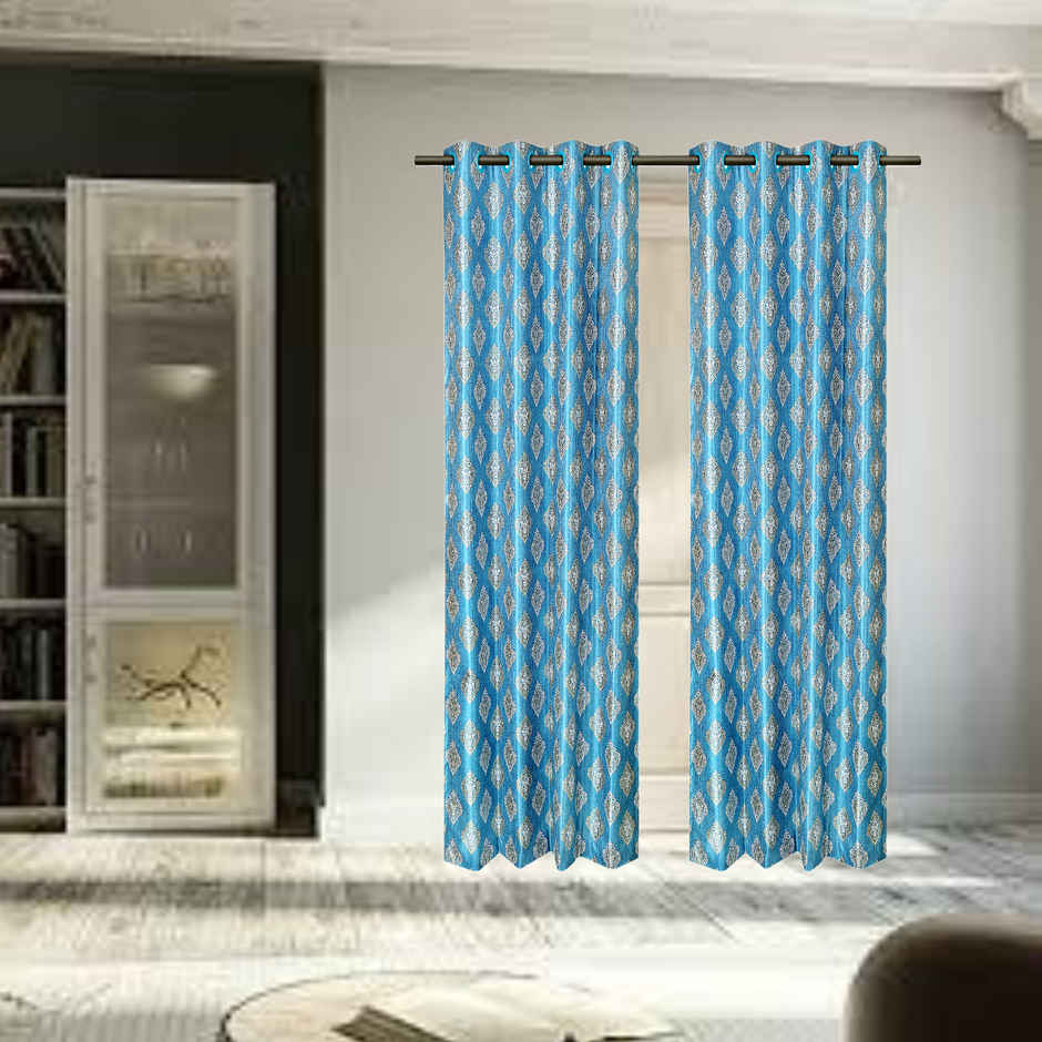 Antzco Blue Door Curtain Crazy Print 7 ft x 4 ft | Pack of 2 | DC04