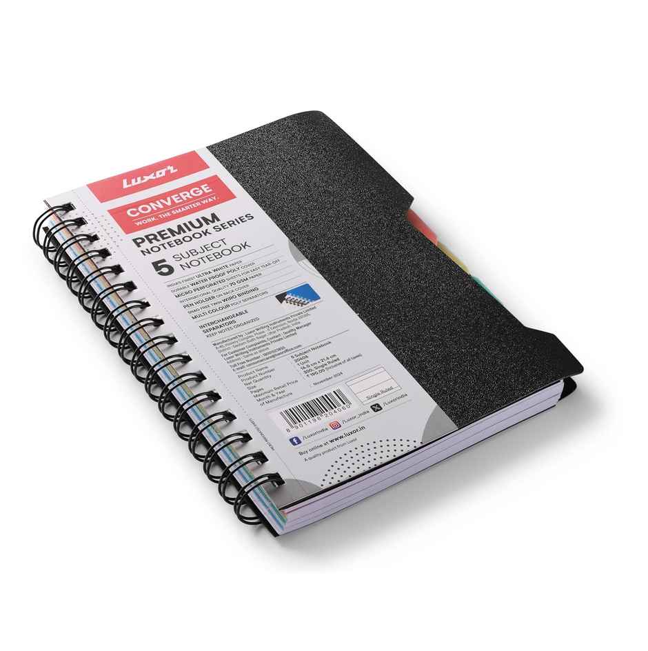 Luxor 5 Subject Notebook | A5, Single Ruled,70 gsm | Pages -300 | Ideal for Profesionals & Students