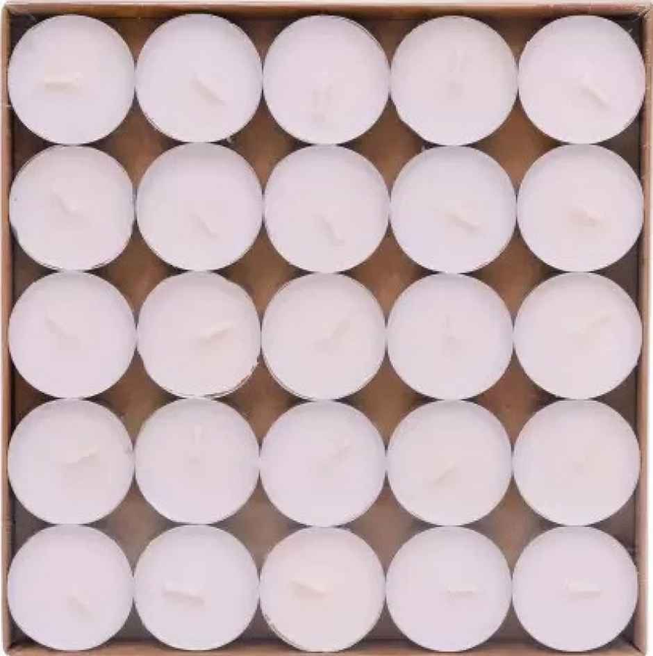 eCraftIndia Set Of 50 Pure Wax Unscented White Tea Light Candles