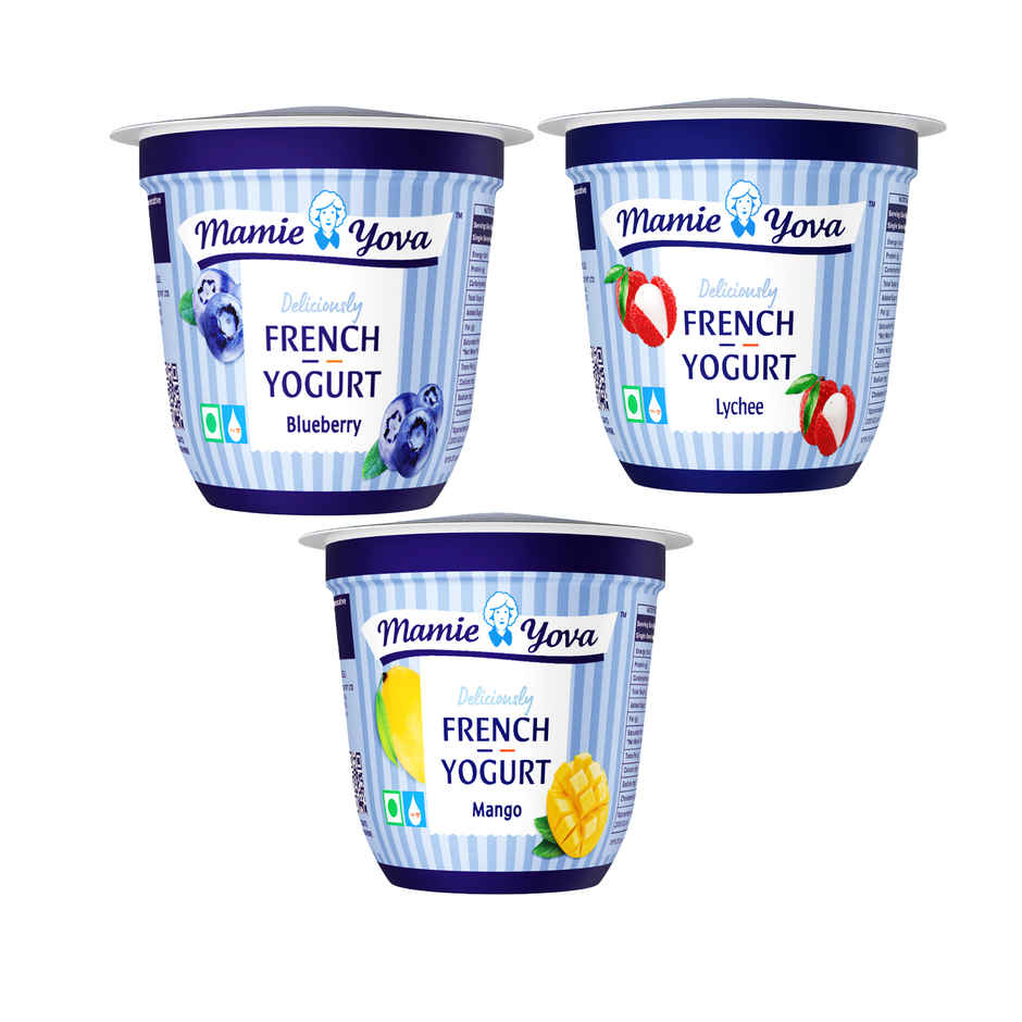 Mamie Yova Deliciously French Fruit Yogurt (Mango,Lycee, Blueberry) Combo