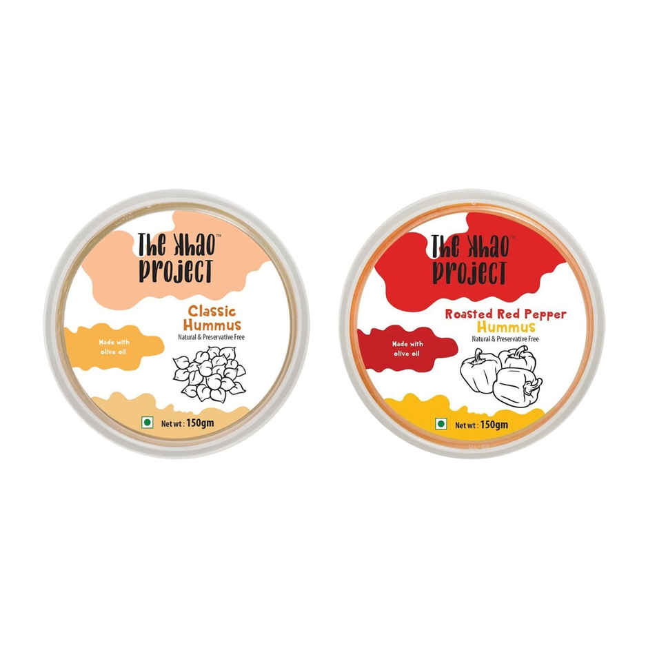 The Khao Project Classic Hummus(150gms) & The Khao Project Roasted Red Pepper Hummus(150gms) Combo