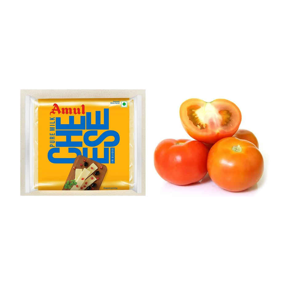 Amul Cheese Slices(1pc) & Tomato Local(1pc) Combo