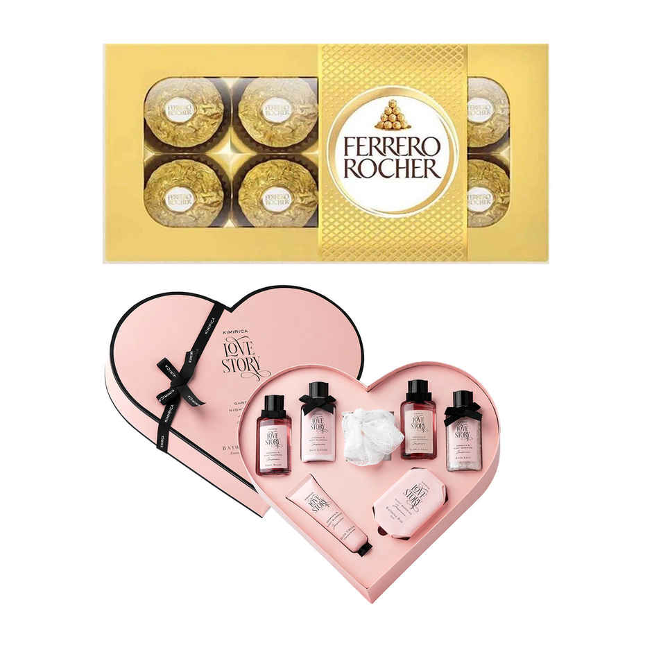 Kimirica Love Story Moment Gift Set(1pc) & Ferrero Rocher T8 100 Gram(100gms) Combo