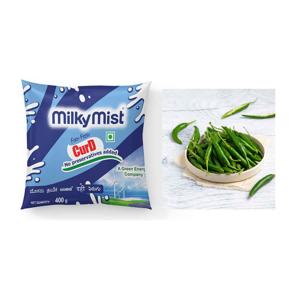 Milky Mist Curd Pouch(1pc) & Chilli Green(1pc) Combo