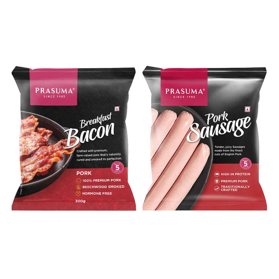 Prasuma Frozen Pork Breakfast Bacon(300gms) & Prasuma Frozen Pork Sausage(250gms) Combo