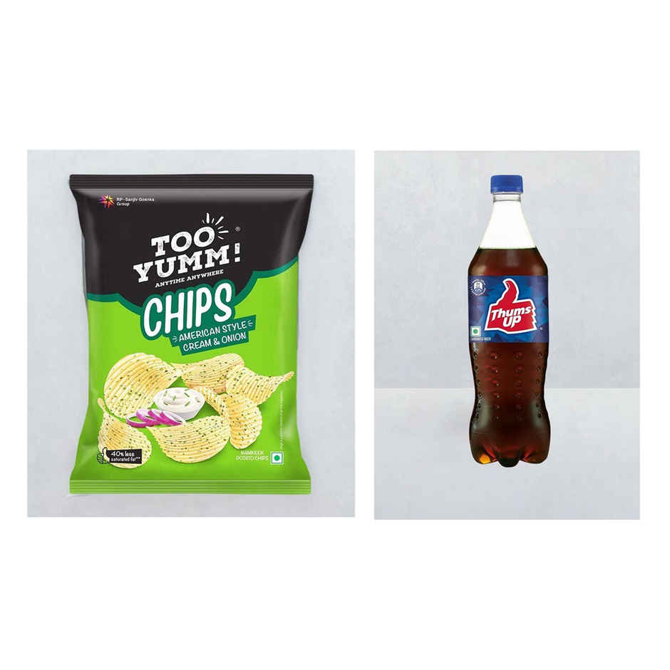 Too Yumm - Potato Chips American Sour Cream And Onion(84gms) & Thums Up Soft Drink(750ml) Combo