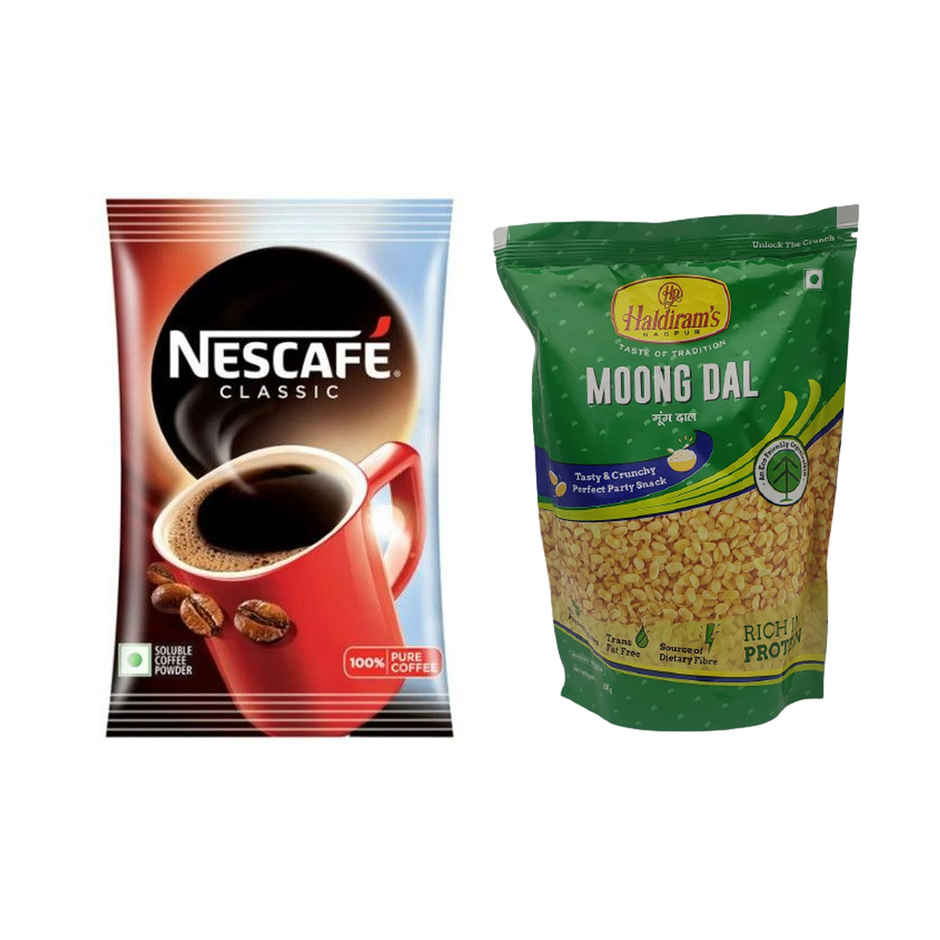 Nescafe Classic Instant Coffee Powder Pouch(45gms) & Haldiram'S Moong Dal(200gms) Combo
