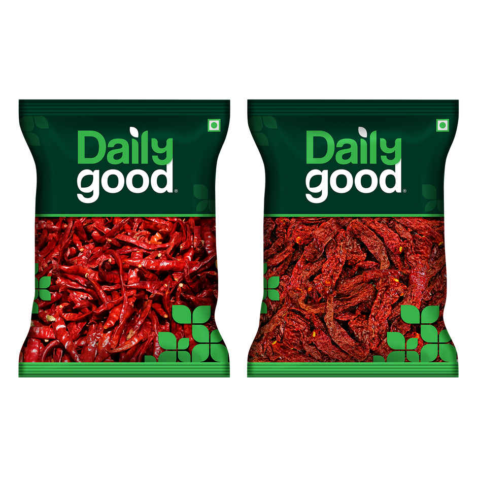 Daily Good Chilli Stemless / Guntur Stemless(100gms) & Daily Good Byadgi Chilli(100gms) Combo