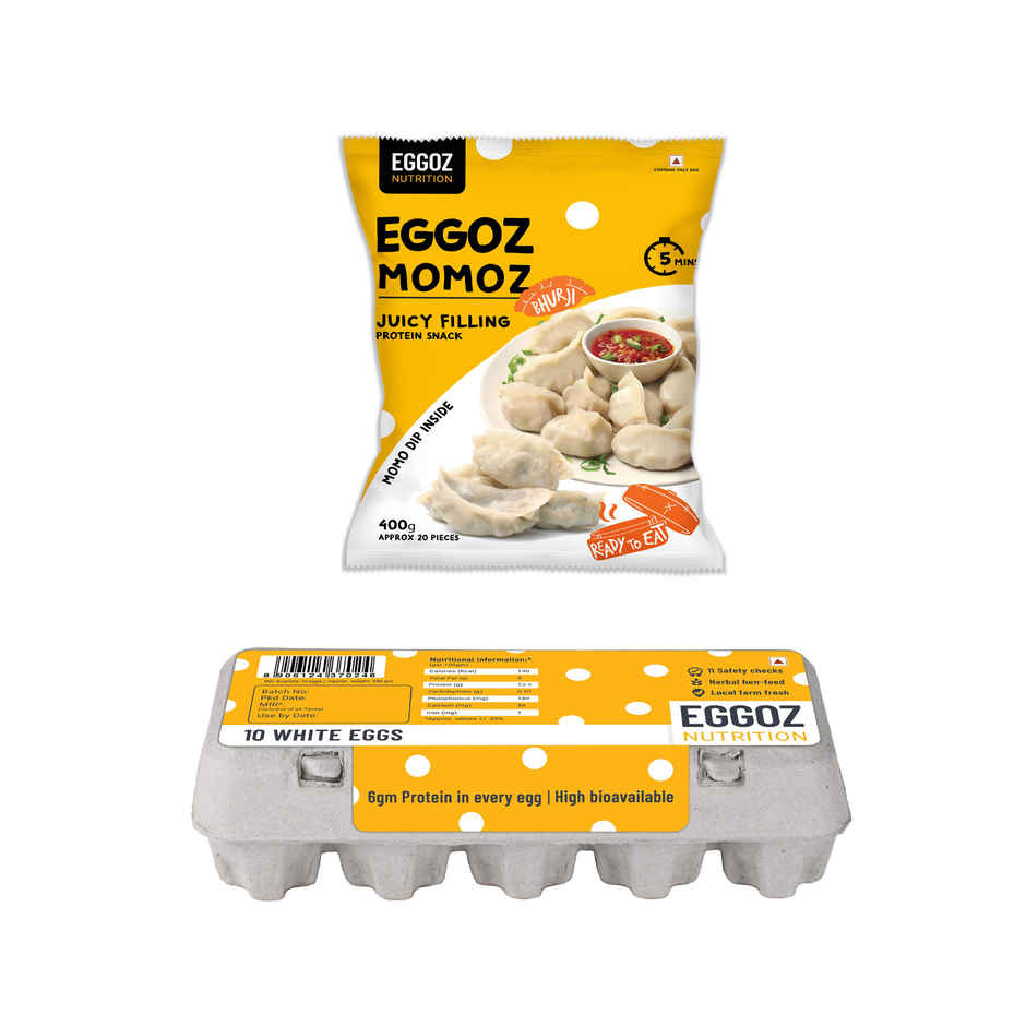 Eggoz Momoz- Bhurji(400gms) & Eggoz Nutrition White Egg 10.0 Pcs(10pc) Combo