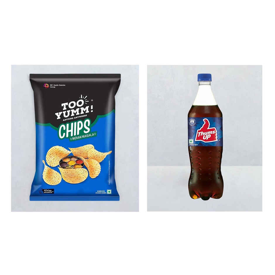 Too Yumm - Potato Chips Indian Masala(84gms) & Thums Up Soft Drink(750ml) Combo