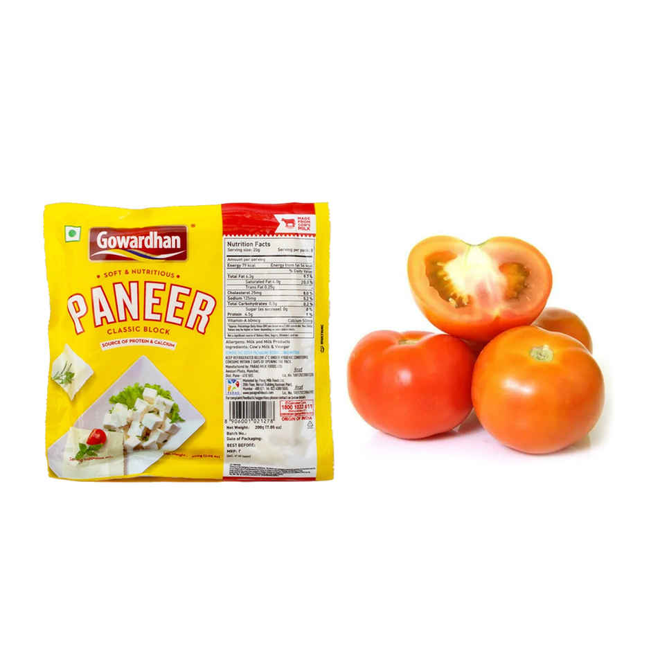 Gowardhan Fresh Paneer- Block(1pc) & Tomato Local(1pc) Combo