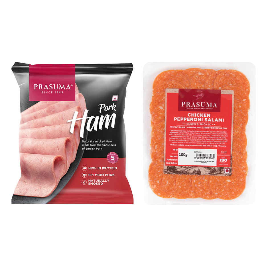 Prasuma Frozen Pork Ham(200gms) & Prasuma Frozen Chicken Pepperoni Salami(100gms) Combo