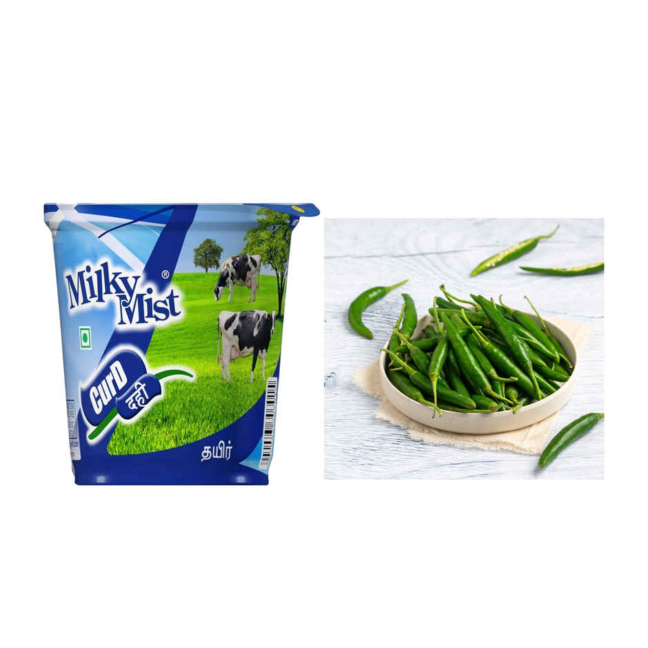 Milky Mist Plain Curd Cup(1pc) & Chilli Green(1pc) Combo