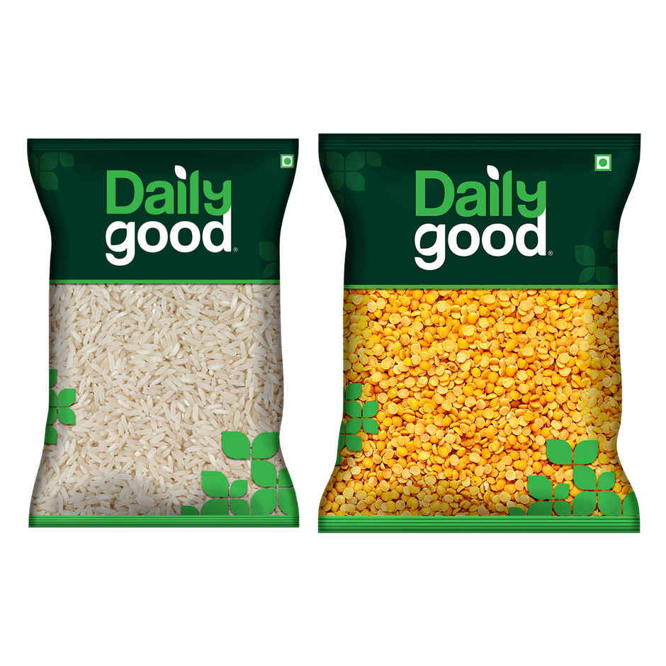Daily Good Sona Masoori Raw Rice(1kg) & Daily Good Unpolished Toor / Tur / Arhar Dal(500gms) Combo