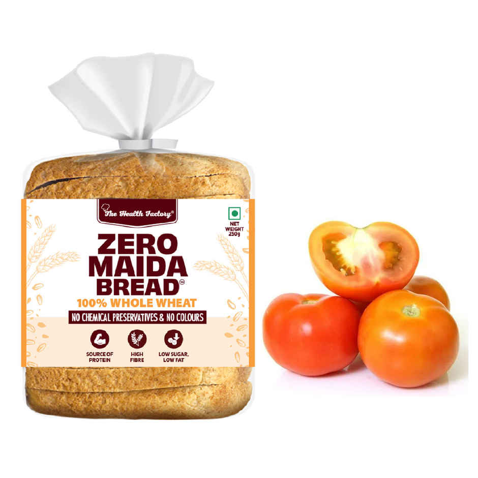 The Health Factory Zero Maida Bread - 100% Whole Wheat(1pc) & Tomato Local(1pc) Combo