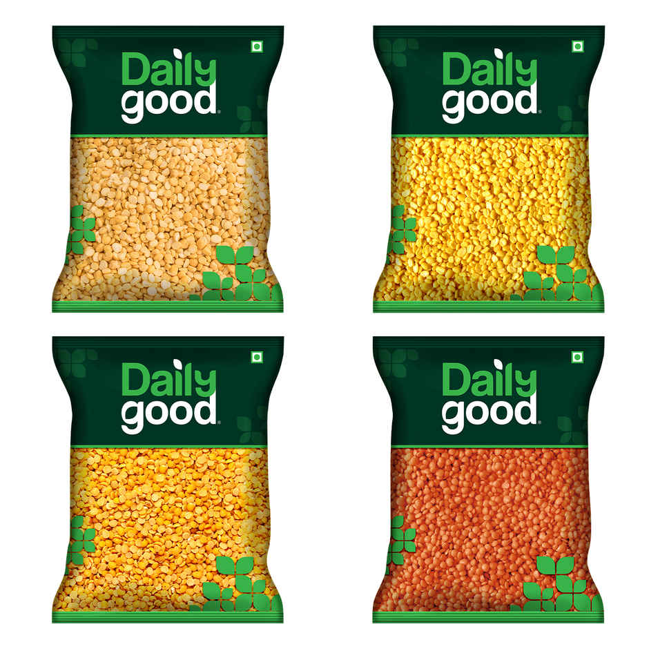 Daily Good Unpolished Masoor Dal(500gms), Daily Good Unpolished Toor / Tur / Arhar Dal(500gms) & Daily Good Unpolished Moong Dal(500gms) & Daily Good Unpolished Chana Dal(500gms) Combo
