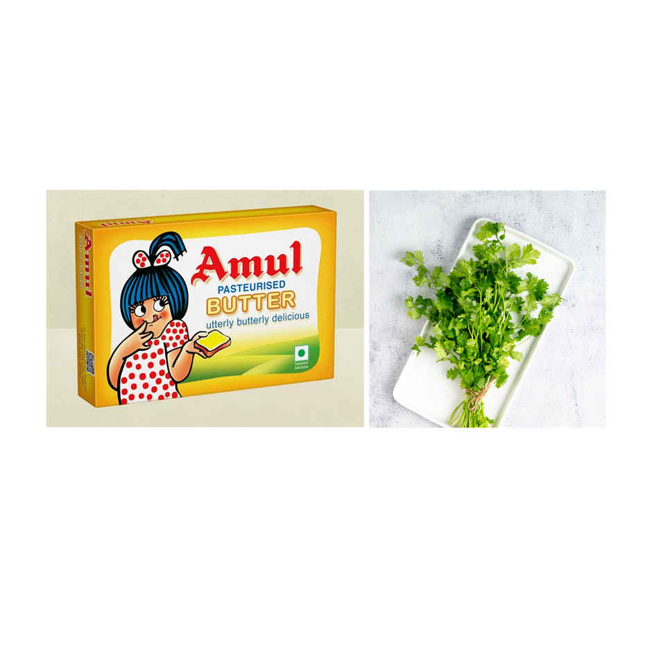 Amul Butter - Pasteurised(1pc) & Coriander Leaves(1pc) Combo