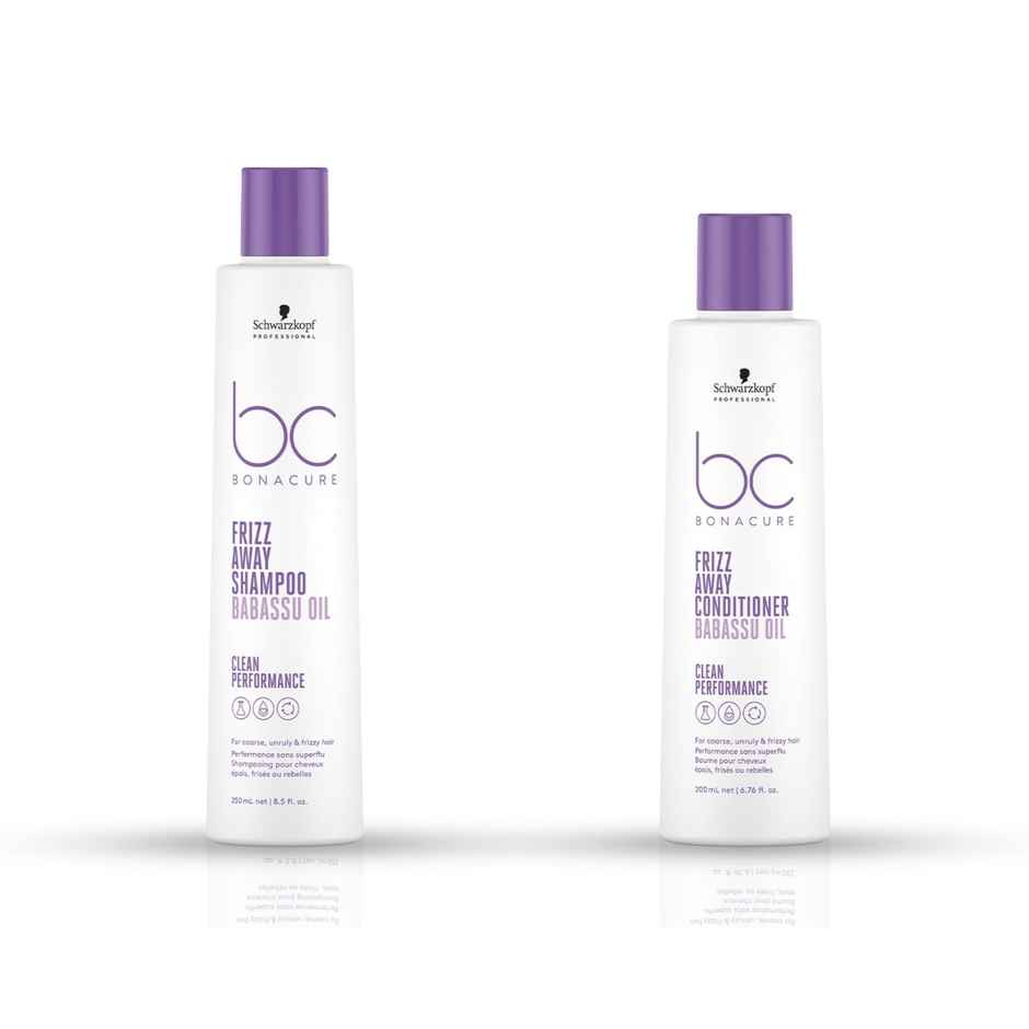 Schwarzkopf Professional Bonacure Frizz Away Shampoo With Babassu Oil,With Vegan Keratin(250ml) & Schwarzkopf Professional Bonacure Frizz Away Conditioner With Babassu Oil With Vegan Keratin(200ml) Combo