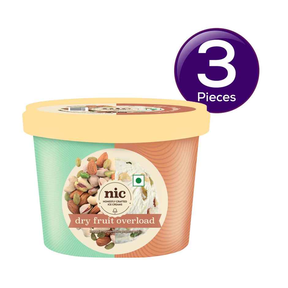 NIC Dry Fruit Overload Ice Cream Cup Combo| Preservative Free | No Artificial Flavors