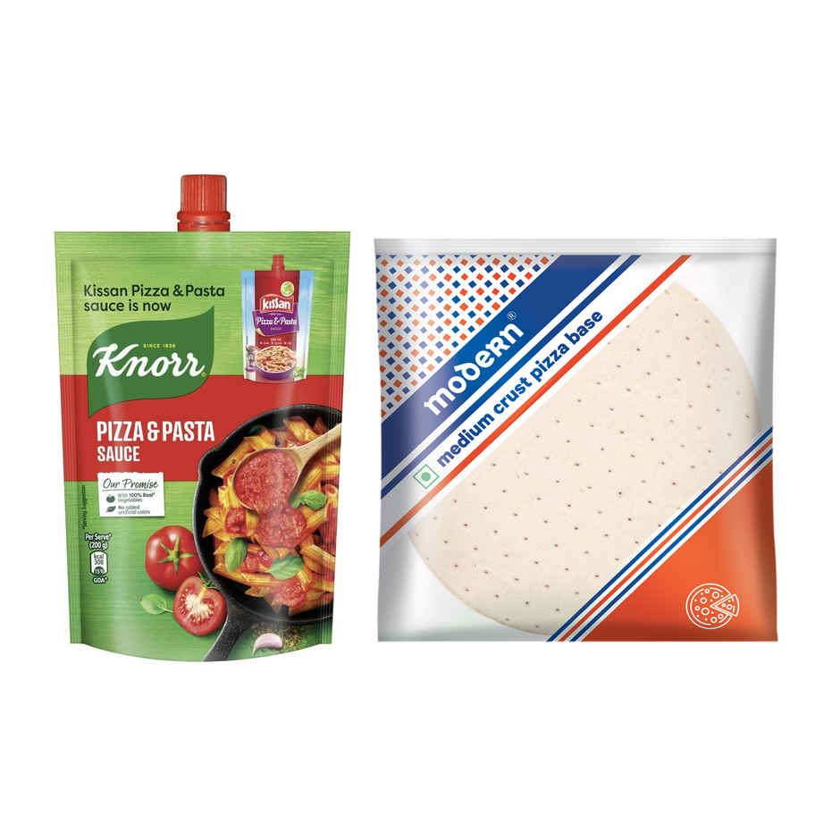 Knorr Sauce Pizza And Pasta(200gms) & Modern Medium Crust Pizza Base(150gms) Combo