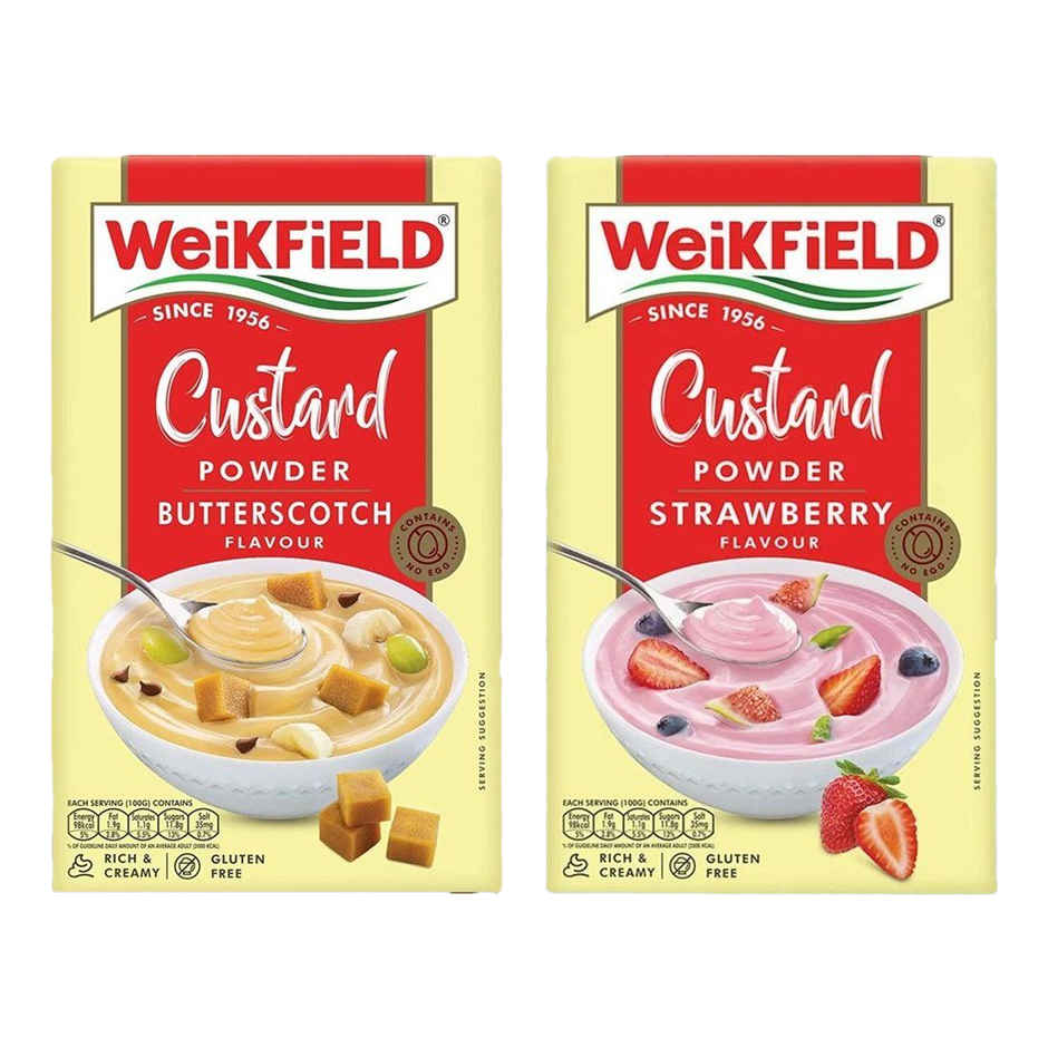 Weikfield Custard Powder Butterscotch Flavoured Carton(75gms) & Weikfield Custard Powder Strawberry Flavor Carton(75gms) Combo
