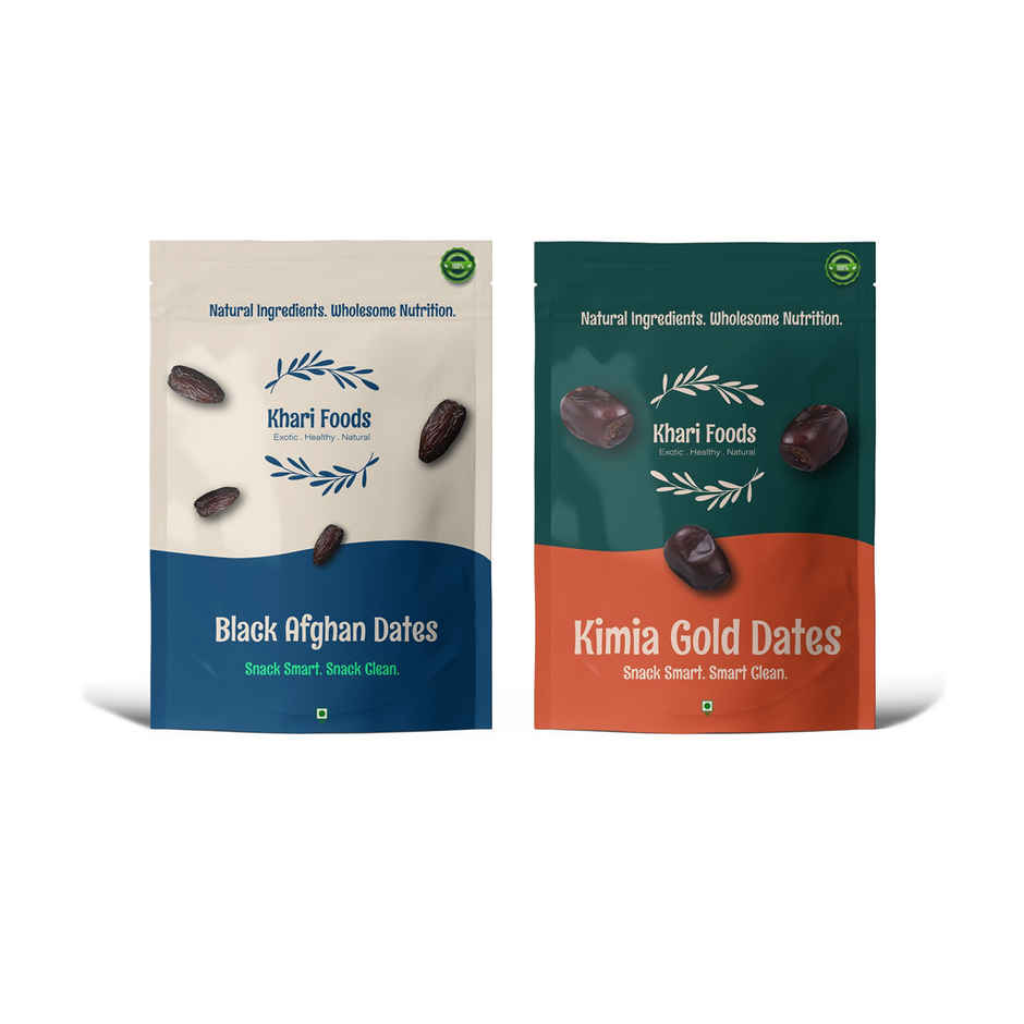 Khari Foods Kimera Dates(400gms) & Khari Foods Black Afghan Dates(200gms) Combo