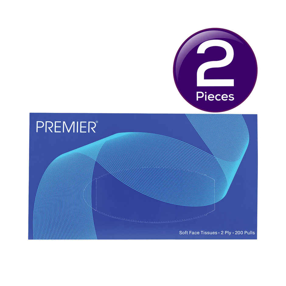Premier Face Tissue Box | 200 Pulls | 2 Ply 1 pc - Pack of 2