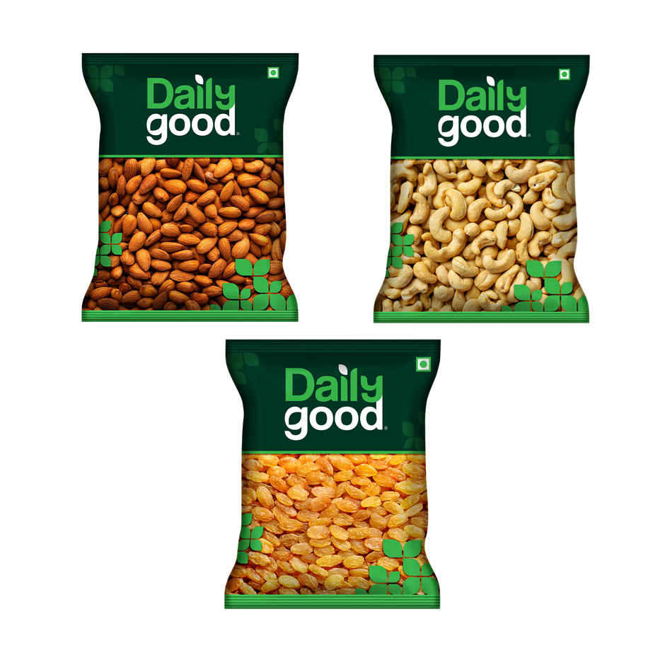 Daily Good Cashew ( W320)(200gms), Daily Good Almond (California)(200gms) & Daily Good Raisin Golden(200gms) Combo