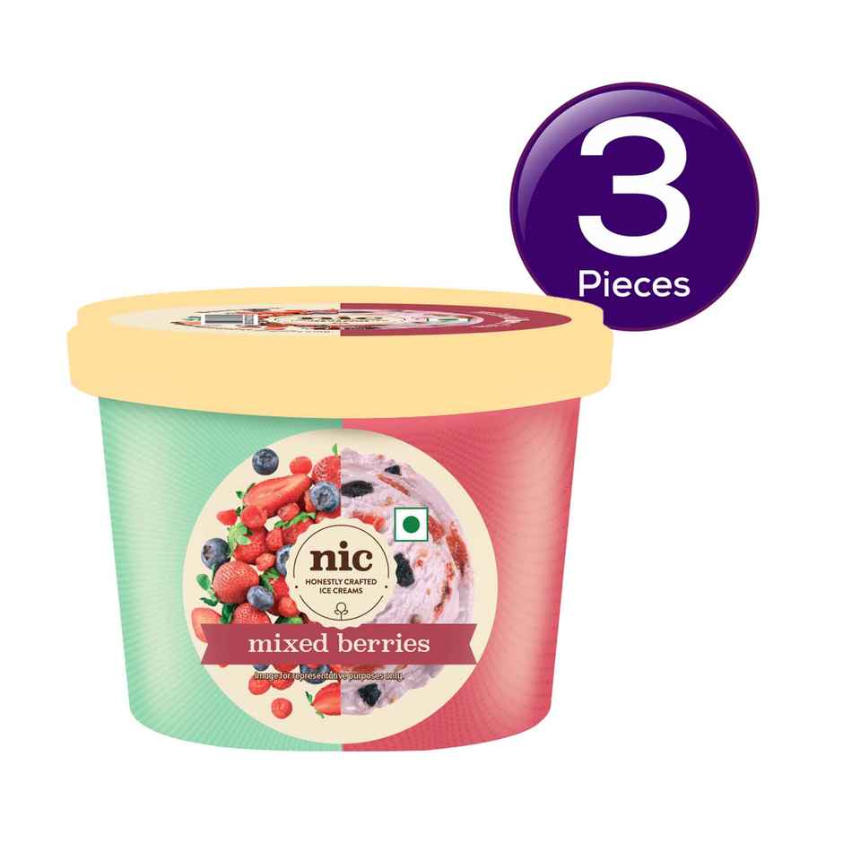 NIC Mixed Berries Ice Cream Cup Combo| Preservative Free | No Artificial Flavors