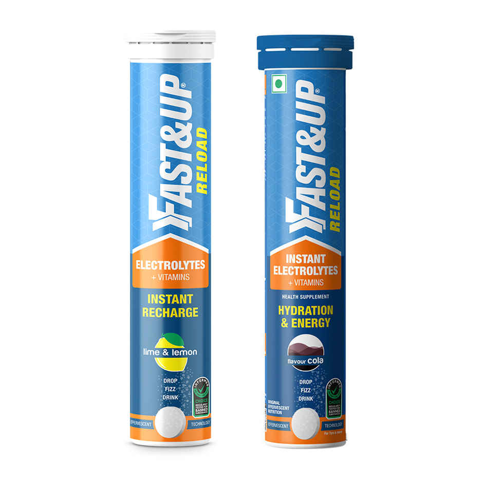 Fast&Up Reload Lime & Lemon Instant Energy Drink 5 Essential Electrolytes(20pc) & Fast&Up Reload Cola Instant Energy Drink 5 Essential Electrolytes(20pc) Combo
