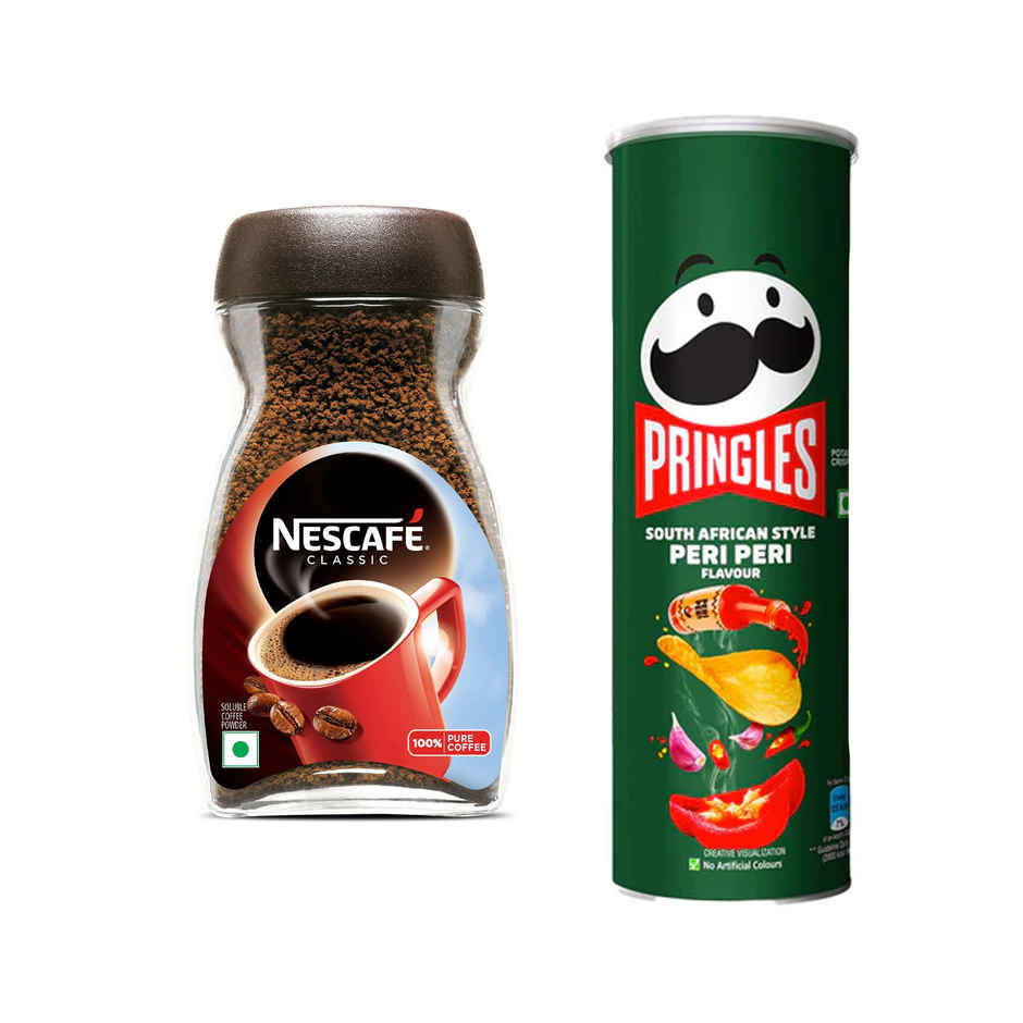 Nescafe Classic Dawn Jar(90gms) & Pringles Potato Chips Peri Peri Flavour(102gms) Combo