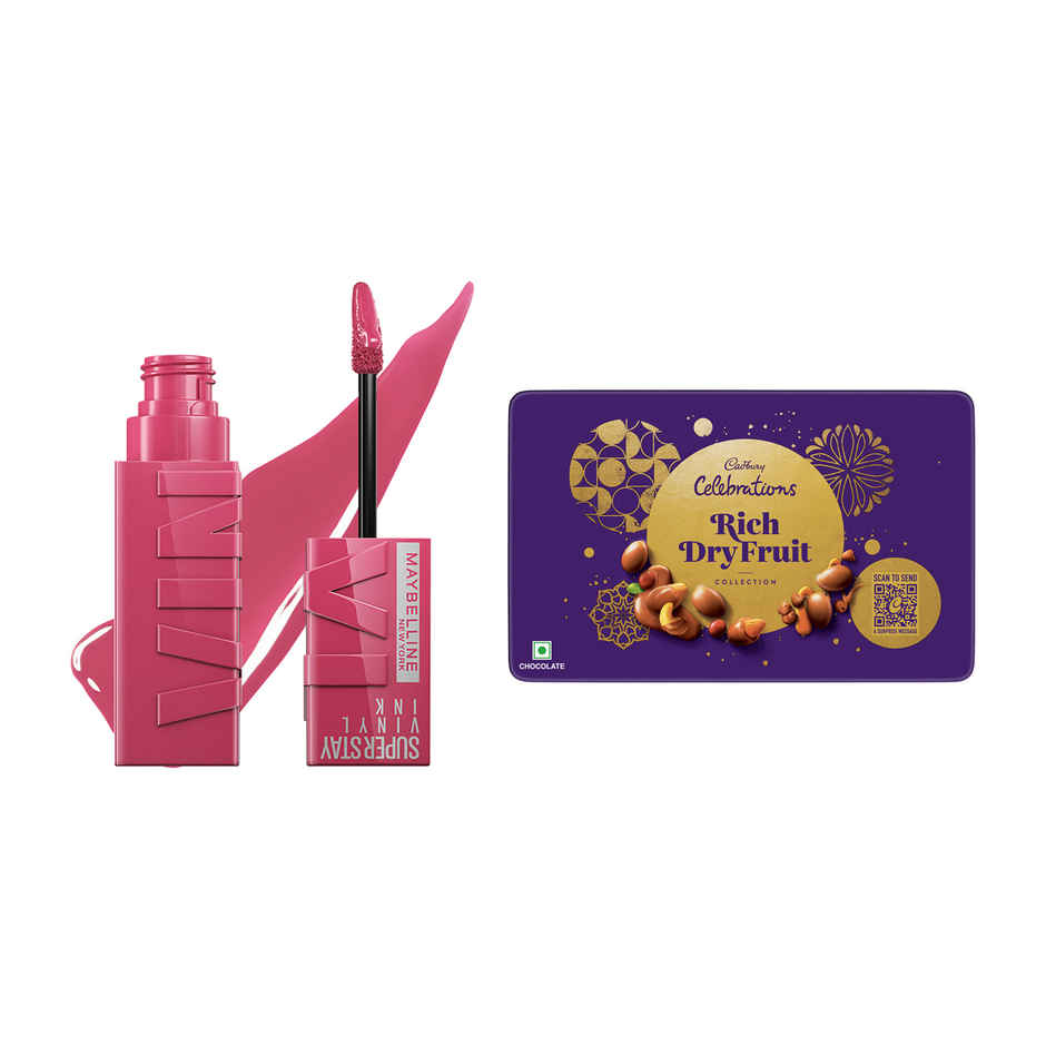 Maybelline New York Superstay Vinyl Ink Liquid Lipstick Coy 4.2 Millilitre(4.2ml) & Cadbury Celebration 177G Rdfc(177gms) Combo