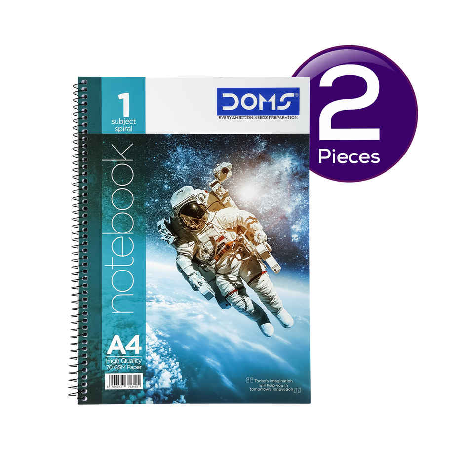 Doms 1 Subject Spiral Note Books Single Line (People'S Mind Series) - 70 Gsm Paper-160 Pages Combo