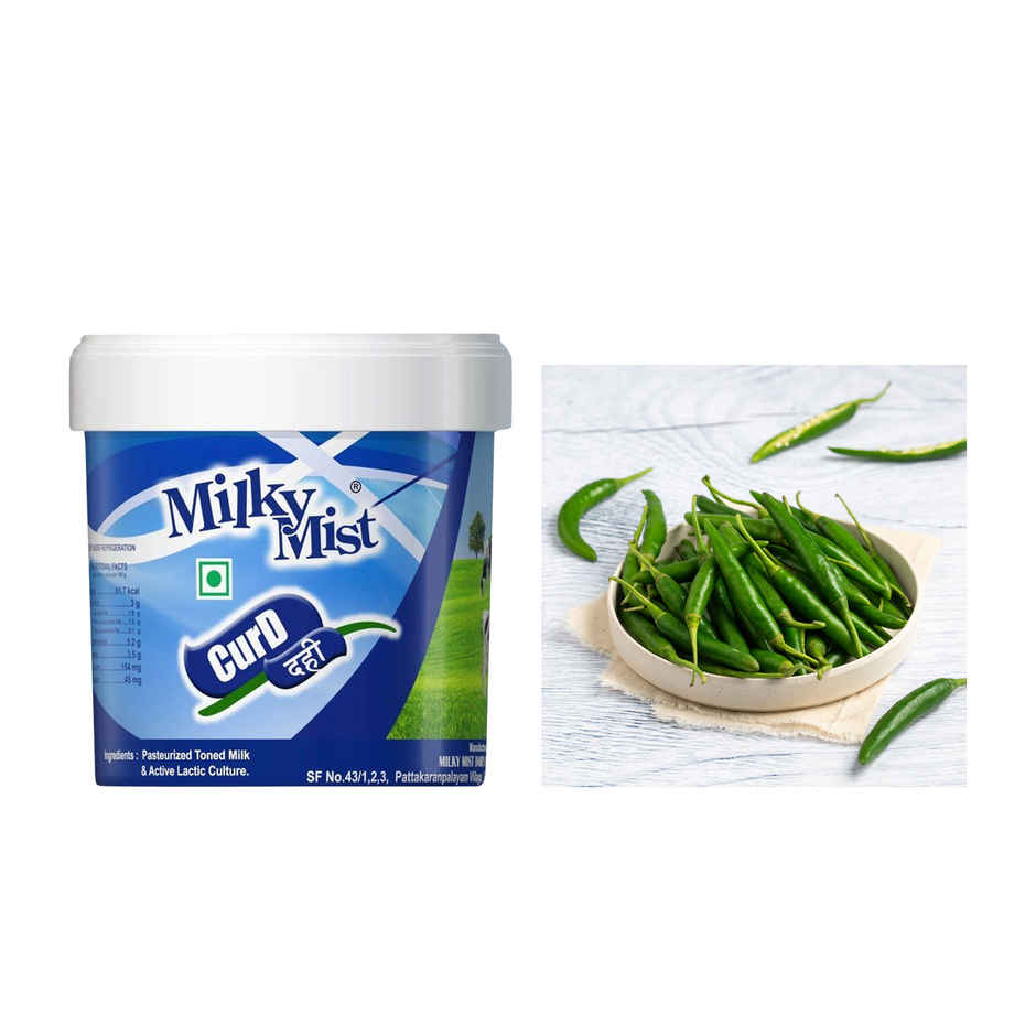 Milky Mist Set Curd Tub 1 L (1pc) & Chilli Green(1pc) Combo