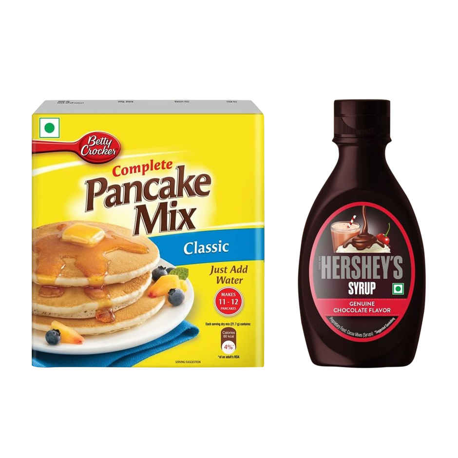 Betty Crocker Pancake Mix Original(250gms) & Hershey'S Chocolate Syrup(200gms) Combo