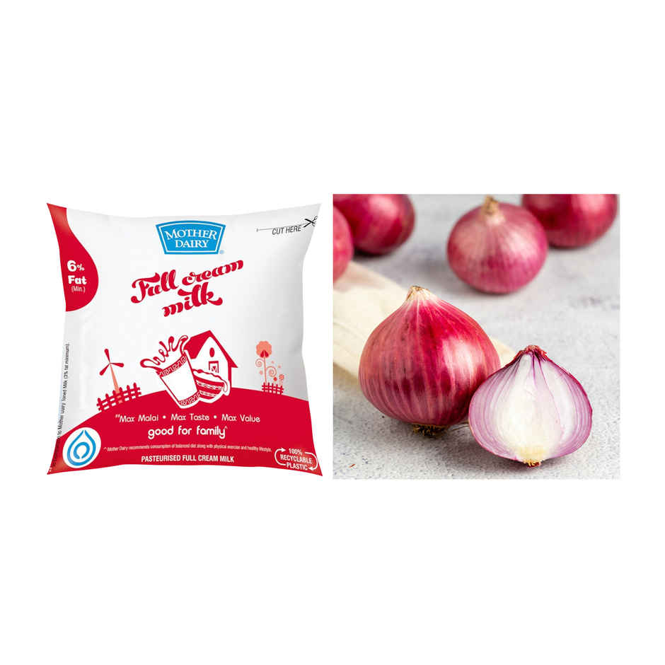 Mother Dairy Full Cream Milk(1pc) & Onion(1pc) Combo