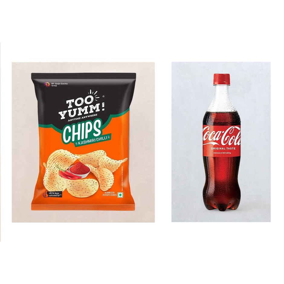 Too Yumm - Potato Chips Kashmiri Chilli(82gms) & Coca-Cola Soft Drink(750ml) Combo
