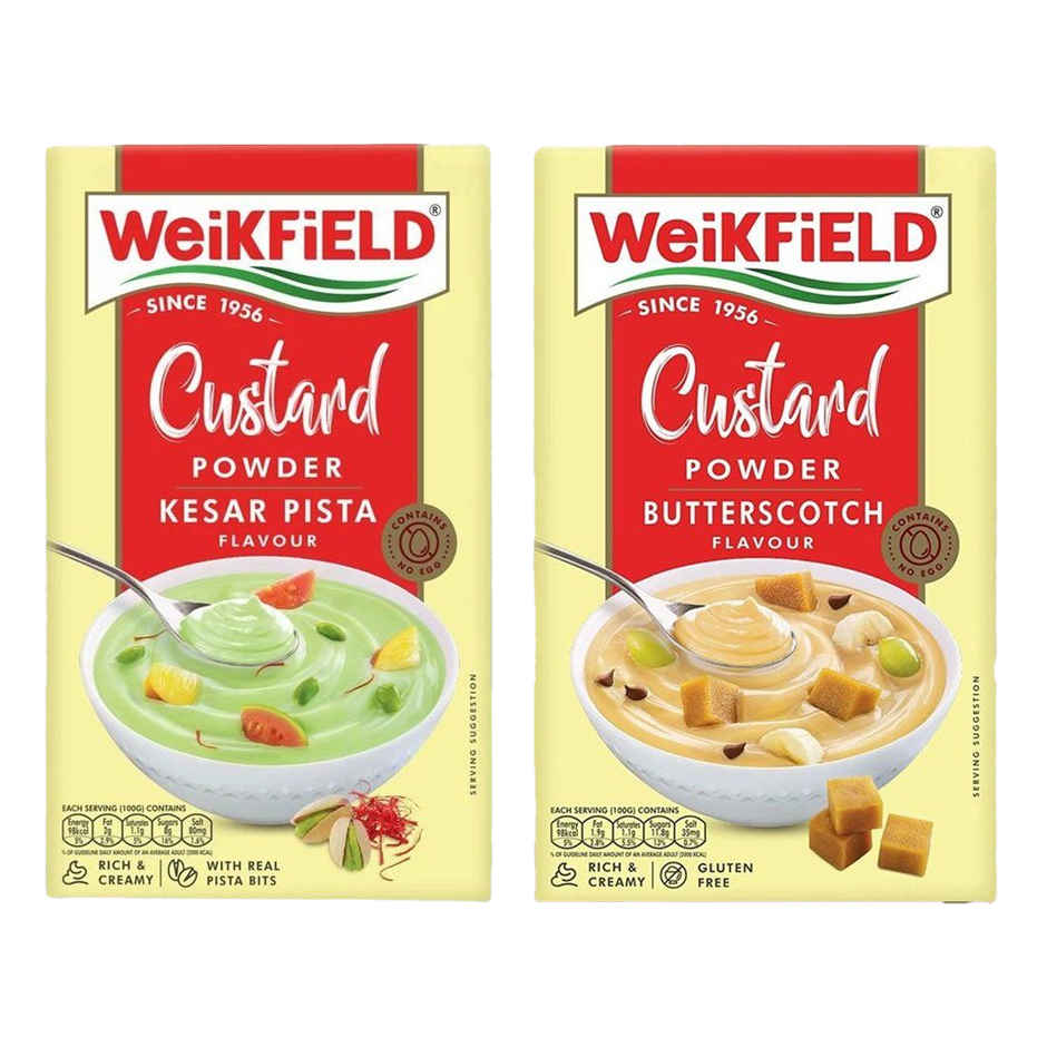 Weikfield Custard Powder Butterscotch Flavoured Carton(75gms) & Weikfield Custard Powder Kesar Pista Flavor Carton(75gms) Combo