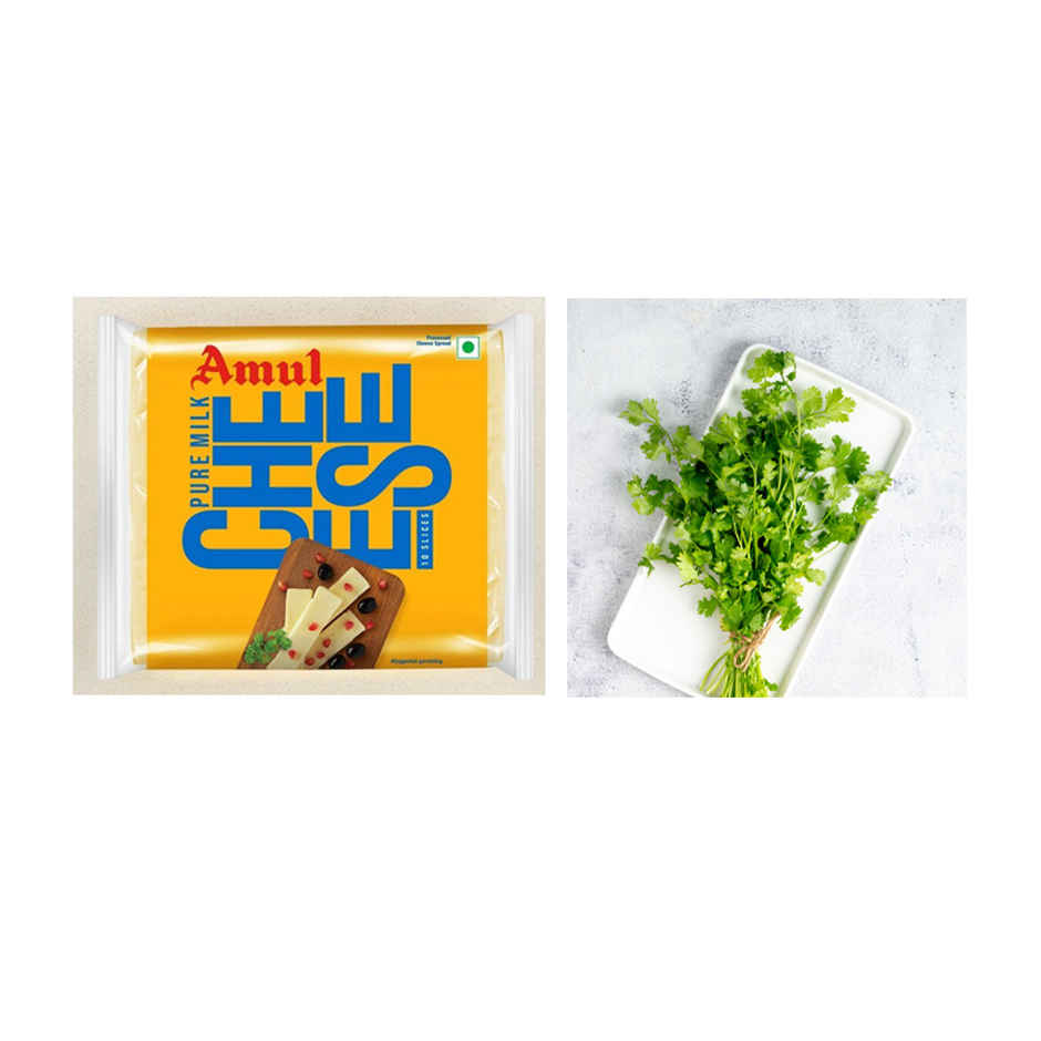 Amul Cheese Slices(1pc) & Coriander Leaves(1pc) Combo