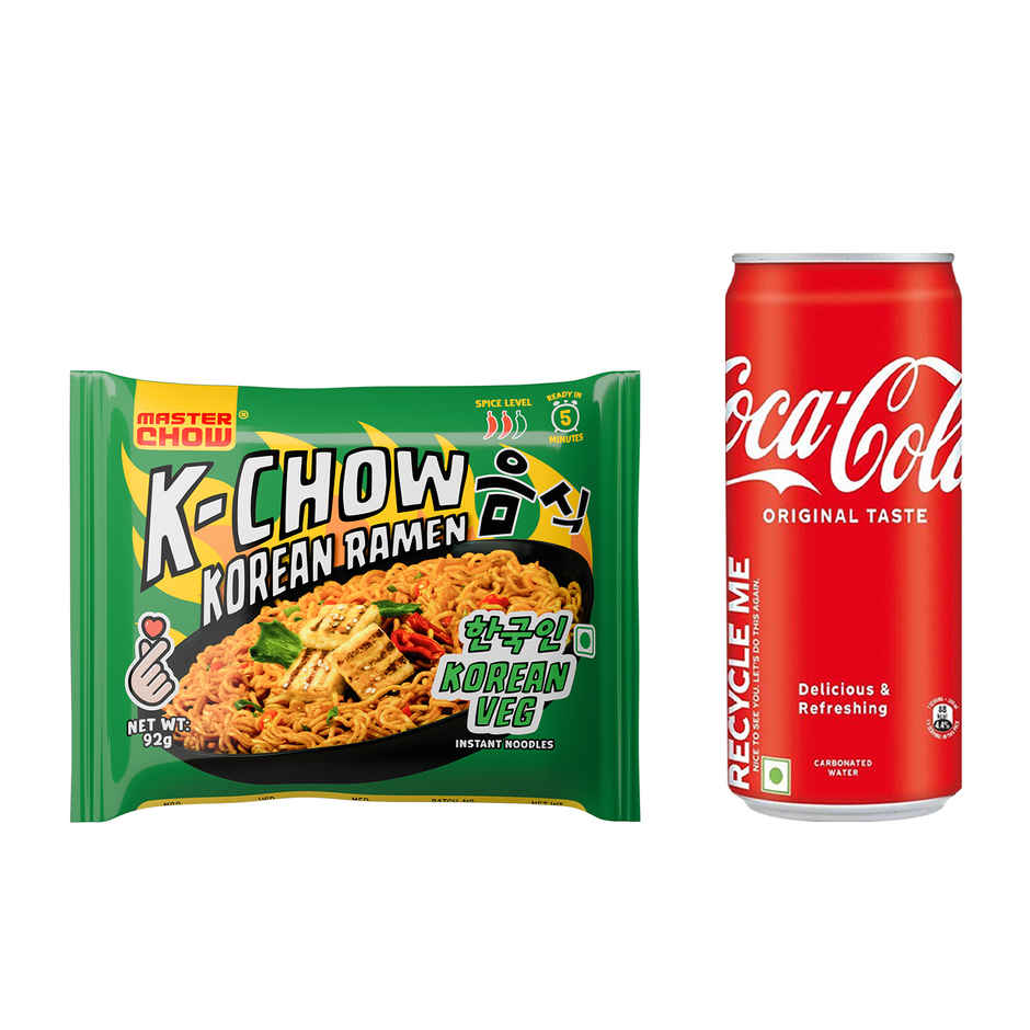 Masterchow K-Chow Korean Veg Instant Noodles(92gms) & Coca-Cola Soft Drink Can(300ml) Combo