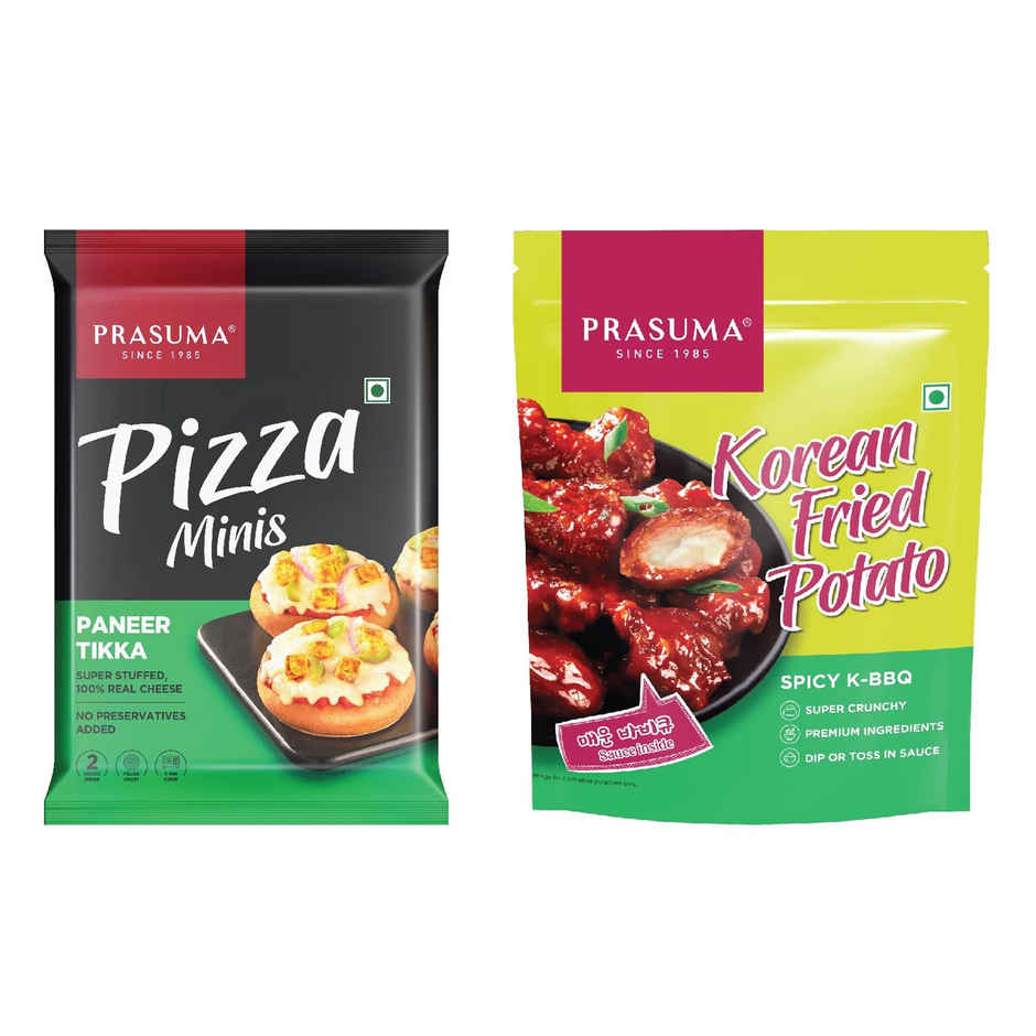 Prasuma Pizza Minis - Paneer Tikka(180gms) & Prasuma Korean Fried Potato - Spicy K-Bbq(275gms) Combo