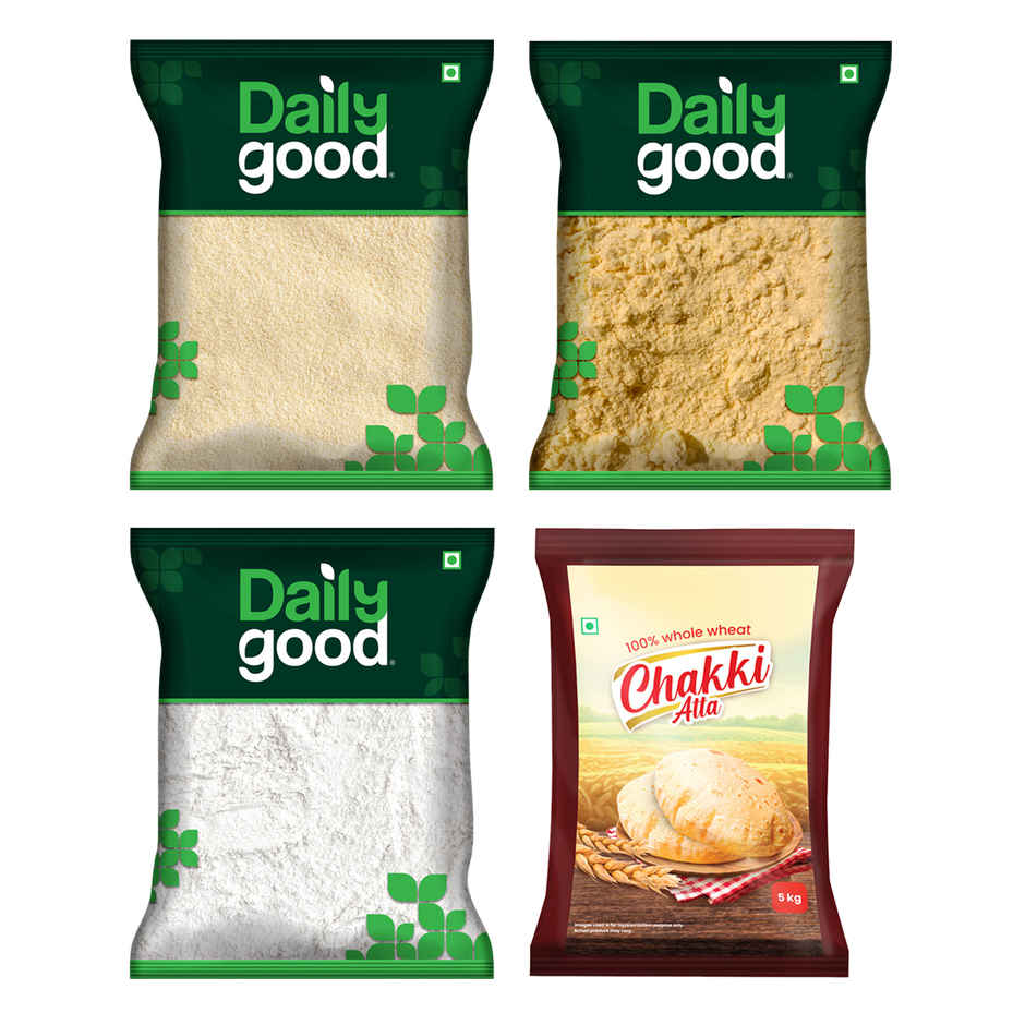 Chakki Atta(5kg), Daily Good Maida / Refined Wheat Flour(500gms) & Daily Good Besan / Gram Flour / Chana Besan(500gms) & Daily Good Sooji / Rava(500gms) Combo