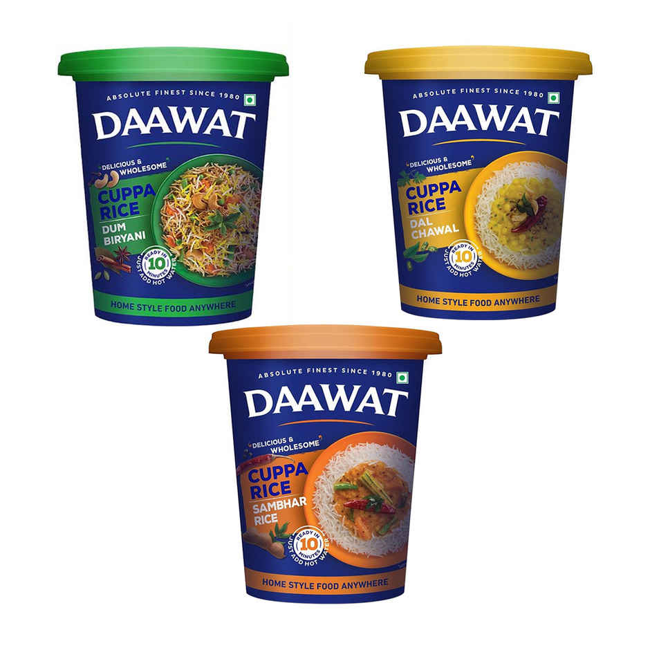Daawat Cuppa Rice Dum Biryani 87 g(87gms), Daawat Cuppa Rice Dal Chawal 90 g(90gms) & Daawat Cuppa Rice Sambhar Rice 86 g(86gms) Combo