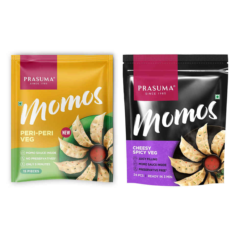 Prasuma Peri Peri Veg Momos(15pc) & Prasuma Momos Cheesy Spicy Veg(24pc) Combo