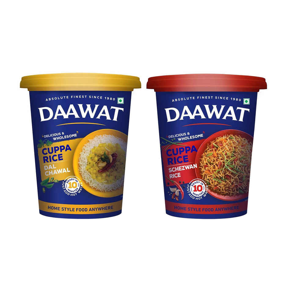 Daawat Cuppa Rice Dal Chawal 90 G(90gms) & Daawat Cuppa Rice Schezwan Rice 86G(86gms) Combo