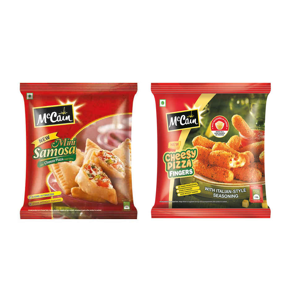 Mccain New Mini Samosa With Cheese Pizza Style Filling(240gms) & Mccain Cheesy Pizza Finger(250gms) Combo